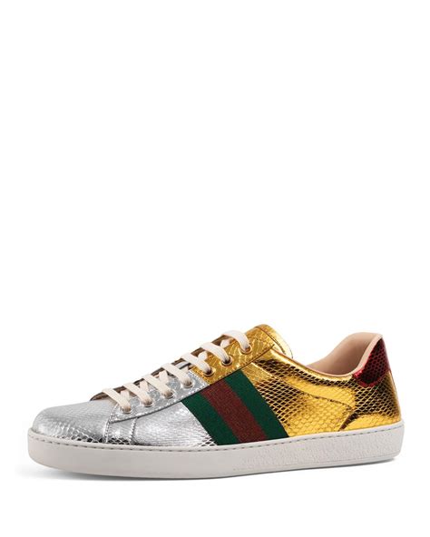 gucci new ace gg tennis shoe|Gucci ace metallic snakeskin sneakers.